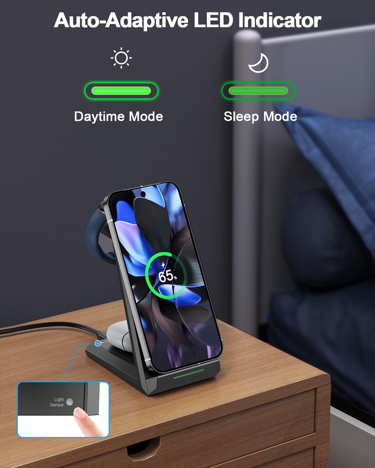 NANAMI induktive Ladestation für Google Pixel Watch 3/2/Fitbit Versa 4/3, 3 in 1 Wireless Charger für Google Pixel 10/10 Pro/9/9a/8/7, induktionsladegerät für Pixel Buds Pro 2(Not for Pixel Watch 4/1)