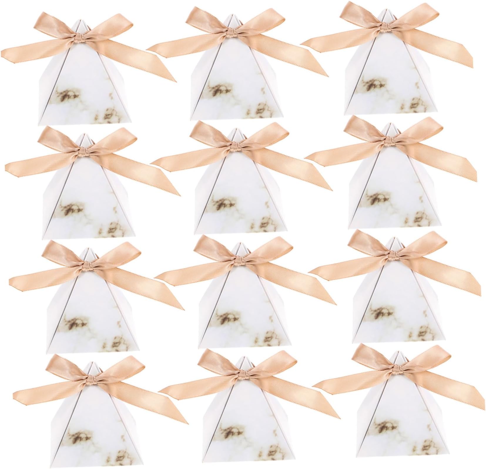 20pcs Marble Pattern Pyramid Candy Boxes Wedding Favor Gift Boxes Bulk Decorative Bridesmaid Candy Wrapping for Party Celebration