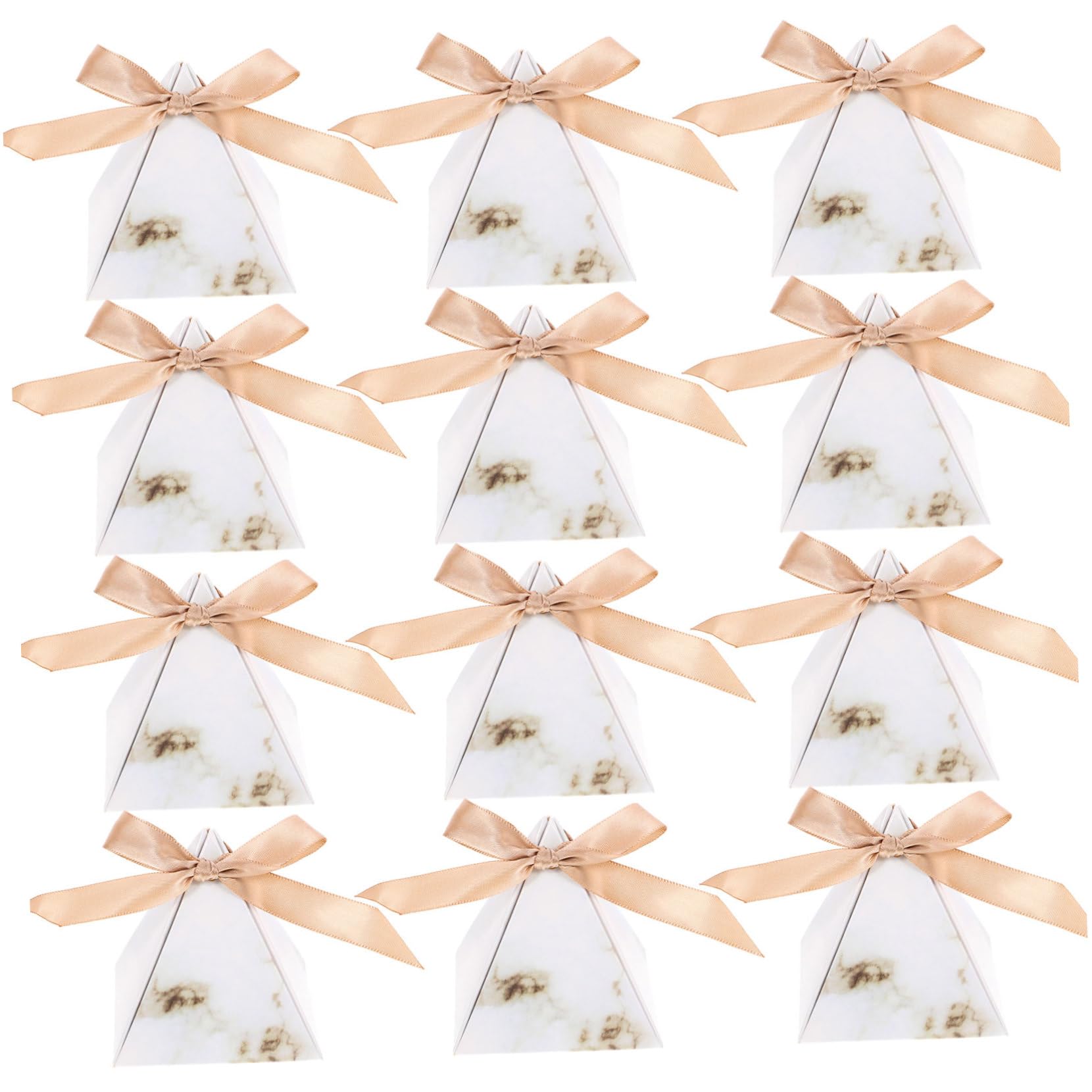 20pcs Marble Pattern Pyramid Candy Boxes Wedding Favor Gift Boxes Bulk Decorative Bridesmaid Candy Wrapping for Party Celebration