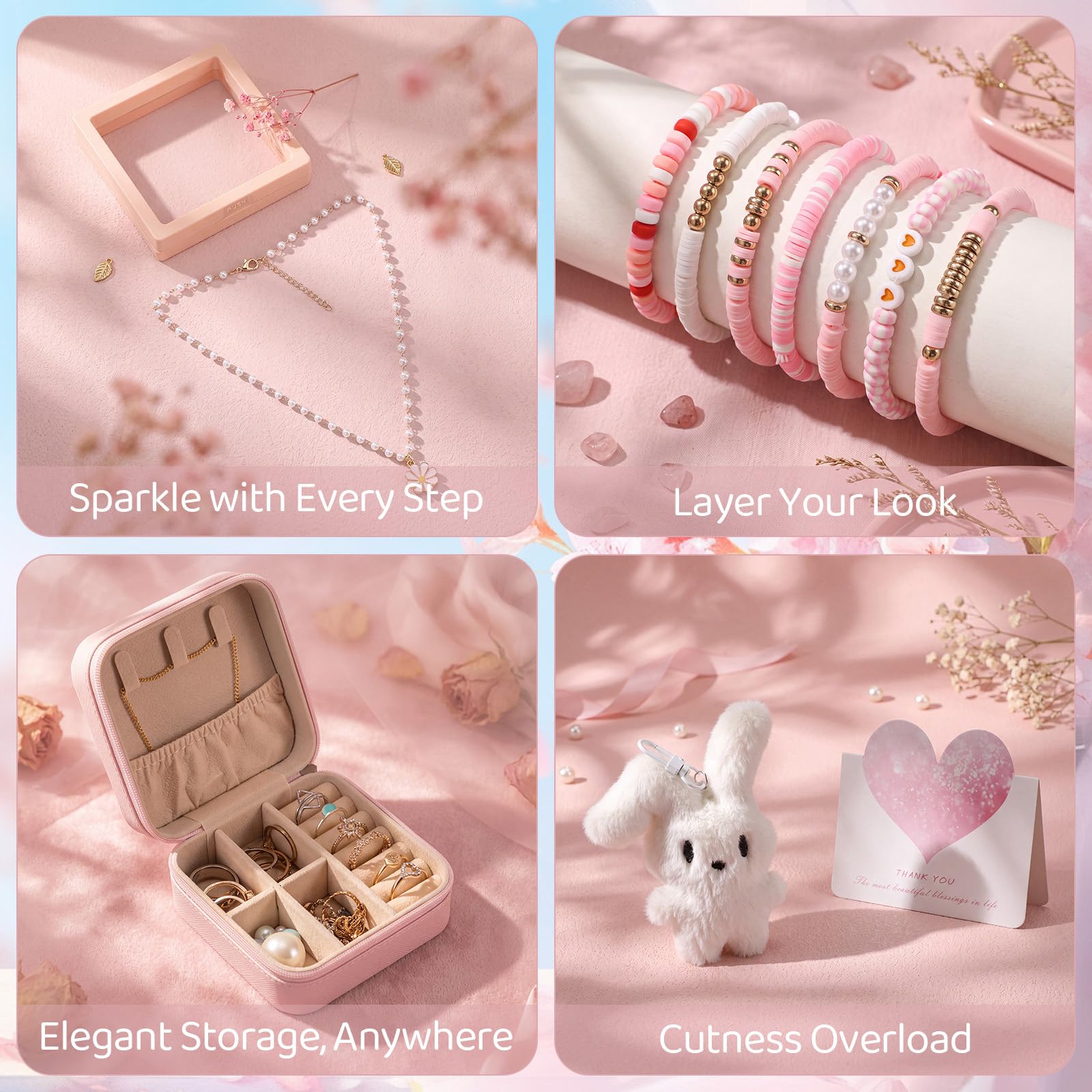 Eurzom Set di 16 pezzi rosa per ragazze adolescenti, alla moda, regalo di compleanno per ragazze adolescenti di età 12-16 anni, trousse pelose per il trucco, taccuino, bracciali, set con scatola