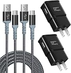 Chargeur Rapide Adaptatif et Câble USB-C 10ft(3m), Câble Type C Excgood Charge Rapide Compatible avec Galaxy A16/A15/A13/A14/A03s, S25 Ultra/S24/S23/S22/S20/S8/9+/10e, Note, Téléphone Android (2Pack Noir)