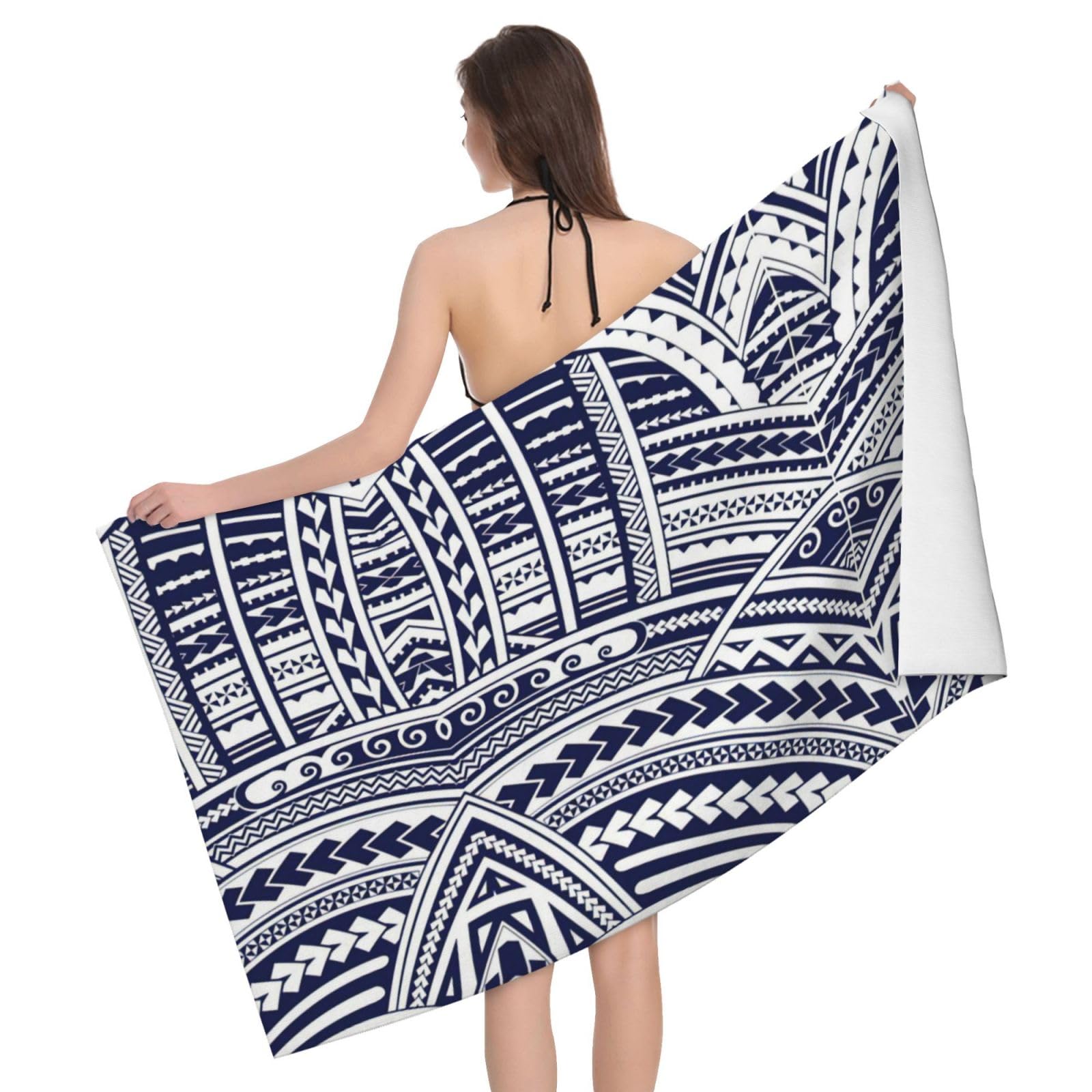 Grande serviette de bain bleue maori pour séchage rapide XL