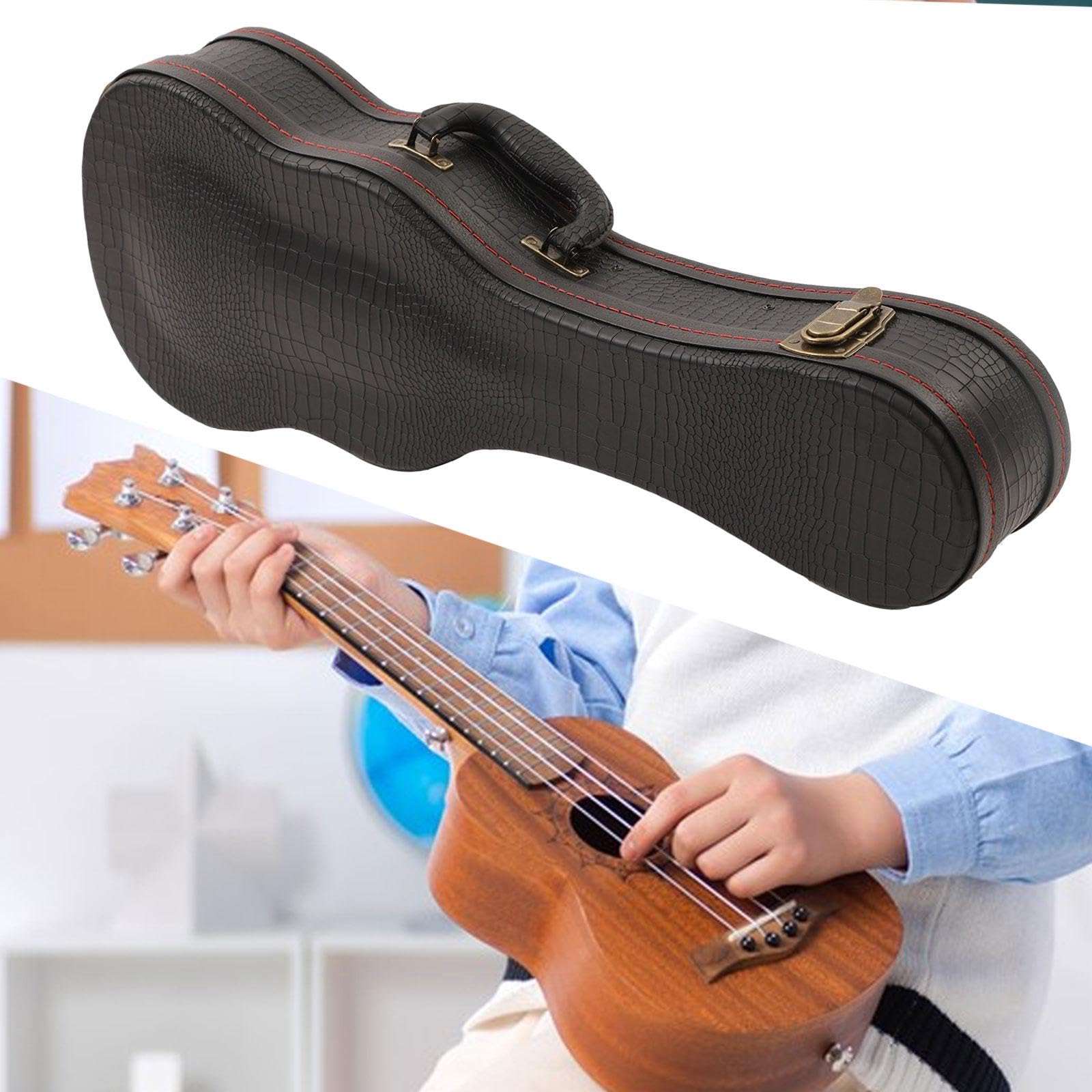 Ukulele Wasserdicht Aus Pu mit Praktischem Tragegriff Stabile Gitarrentasche Schutz Tragetasche für Ukulele Aufbewahrung für Reisen Out, Black 23inch
