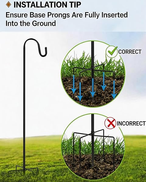 ADTSADDTO Garden Schäferhaken, 2 StÜCke 120 Cm Metall-Gartenstecker Mit Heavy Duty Rust Resistant Haken Mit 5 Prong Base Shepherds Crook Hook FÜR Solarleuchten, Pflanzenkörbe, Laternen, Vogelhäuschen - 4
