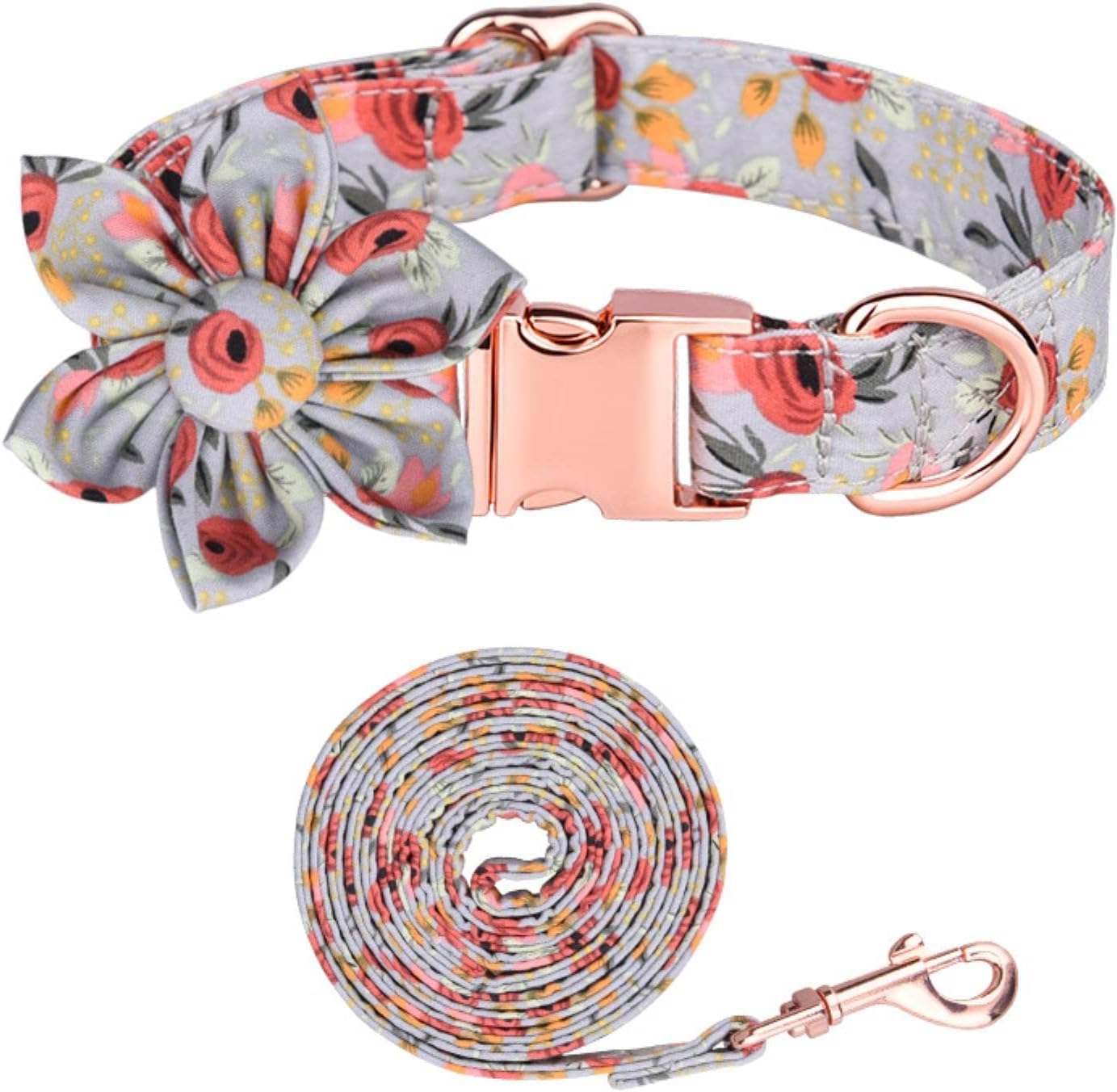 collare per animali domestici, Set di 3 collari for cani con grazioso guinzaglio, alla moda, fibbia in metallo regolabile for piccola, media e grande taglia, maschi femmine(Green Set,S)