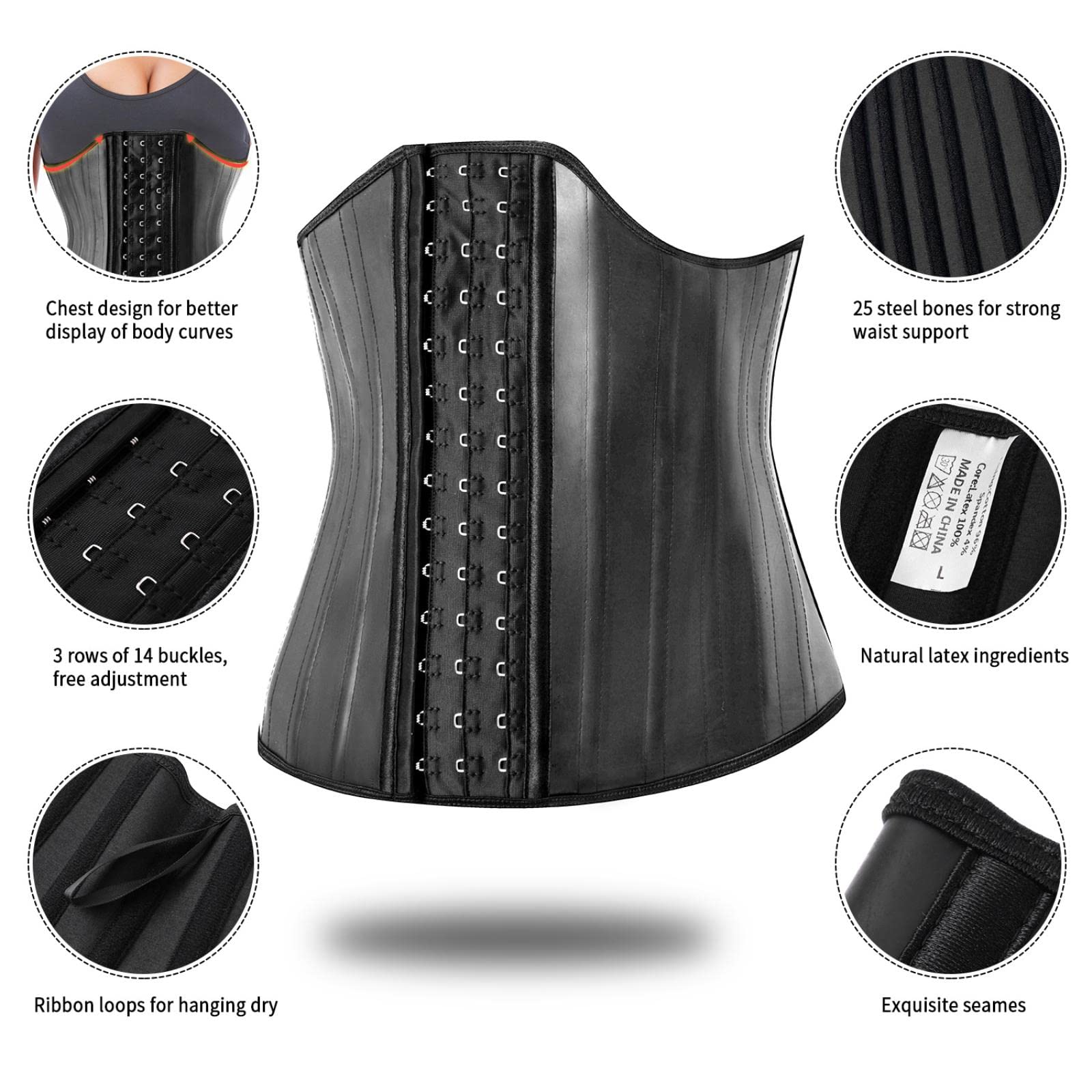 Correo de Cintura de látex Corsé Slana Slumming Shapewear Femenina Femenina Modelado Modelado Correa Reductor Faja