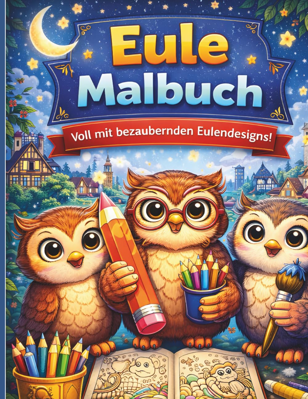 Eule Malbuch: Malbuch für Kinder von 4-8 Jahren