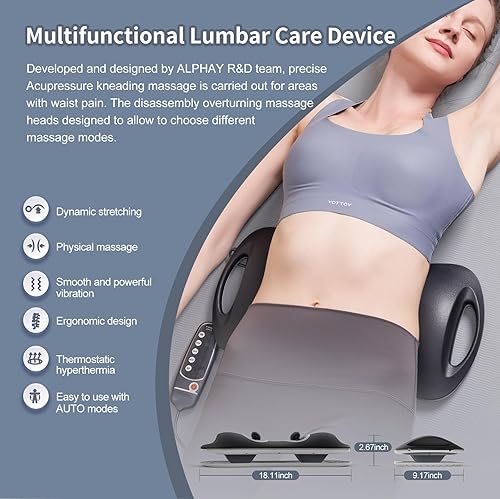 Miniatura 2 de ALPHAY Dispositivo de tracción lumbar multifuncional con estiramiento lumbar dinámico y masaje de amasamiento, terapia física de calor y vibración,