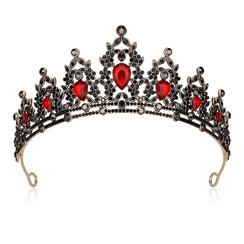 Crown,Tiaras for Women,Crowns for Women,Black Crown,Black Tiara,Black and Red Crown,Queen Crown,Crystal Crown,Wedding Tiaras for Bride Birthday Party Hair Accessories,Rhinestone Headband Tiara Gifts