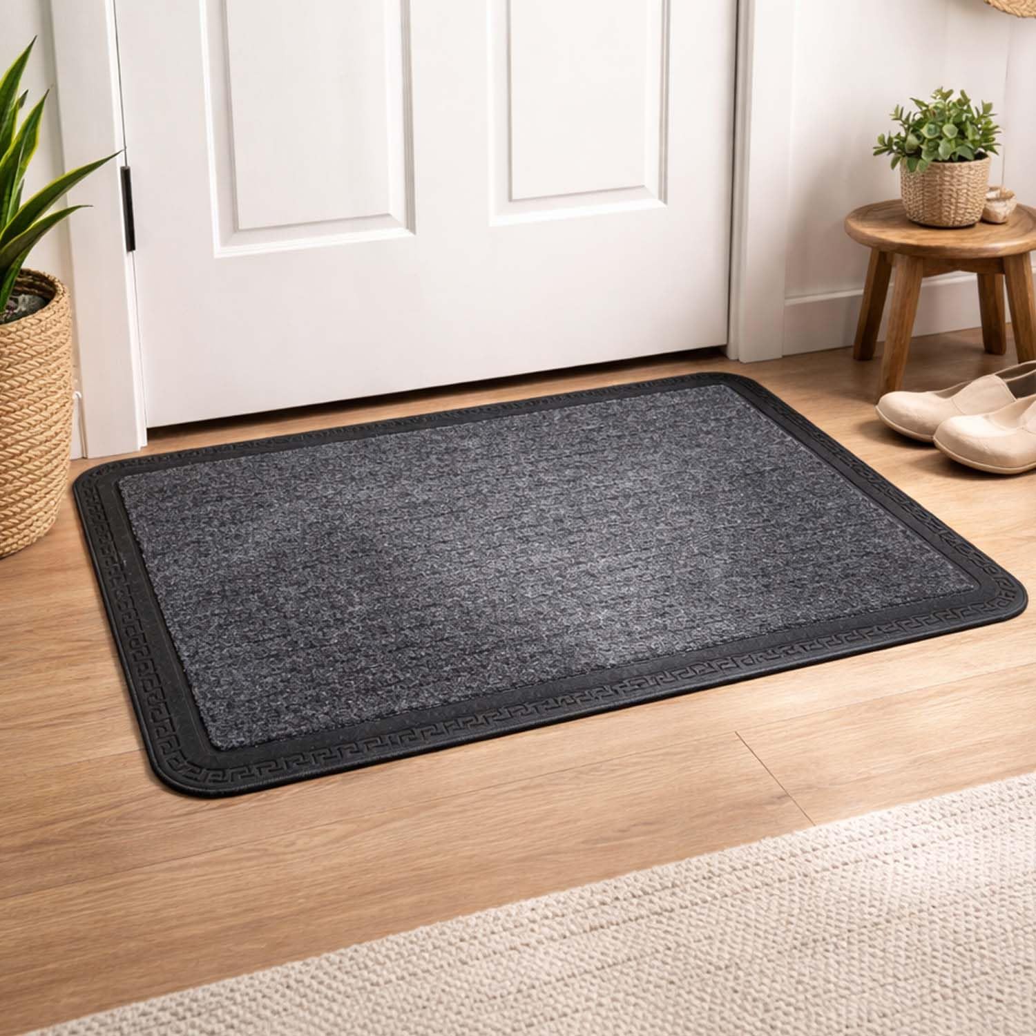 Amazon Brand - Umi Rubber Door Mat 40x60 cm | Anti-Slip Floor Mat with Ribbed Textured Surface | Heavy Duty Dust & Dirt Trapper Doormat for Home Entrance, Kitchen, Bathroom, Office Indoor Use (Grey)-image-30