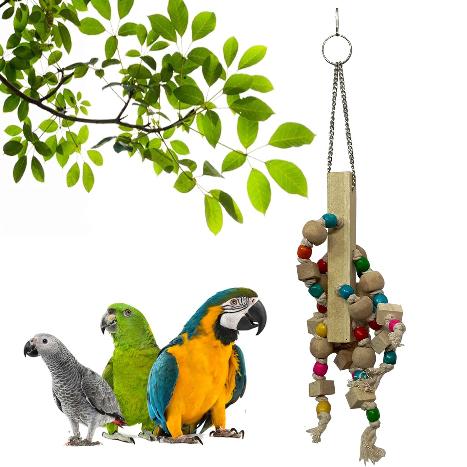 JAINSONS PET PRODUCTS Parrot Chewing Toy for Large and Small Parrots and Birds, Natural Wood Block Tearing Toy with Multicolored Beads Design, Bird chew Toy (B0D815H311) Amazon Price History, Amazon Price Tracker