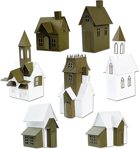 Miniatura 2 de Tim Holtz Sizzix Village Collection Thinlits - Troqueles (665564) y 3 colores a juego con textura, madera, adoquines y ladrillos (665460, 665461,