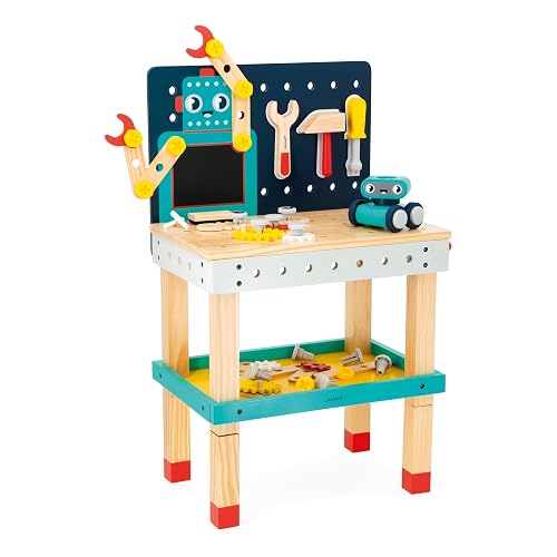 Janod - Mi Primer Juego de Construcción - Gran Banco Robot - Juego de Bricolaje Infantil - 50 Piezas