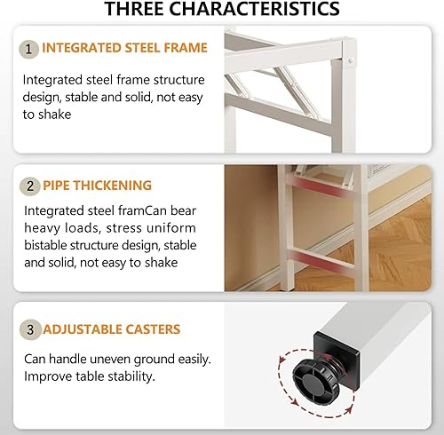 Miniatura 3 de Mesa plegable de 39.4 pulgadas, escritorios plegables cuadrados para espacios pequeños, escritorio plegable pequeño sin montaje, marrón rústico.