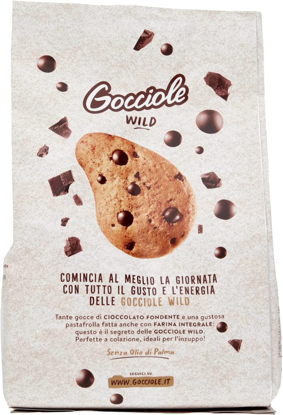 12 galletas Pavesi Gocciole Wild Integrali con harina integral, 350 g, galletas