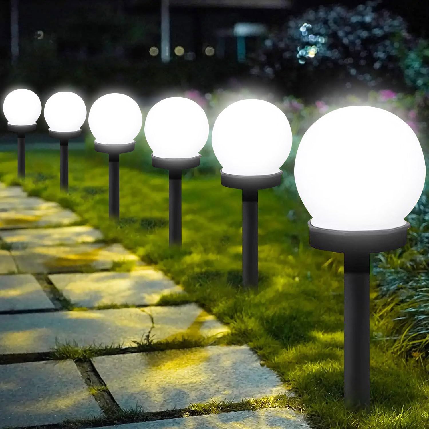 Photo voltaic Backyard Gentle, Pack of 6 Waterproof Photo voltaic Lights for Backyard, Ball Gentle, LED Ball with Floor Spike, Backyard Gentle with Ball Lamp, LED Photo voltaic Lights for Backyard, Backyard Lighting, Outside Lighting
