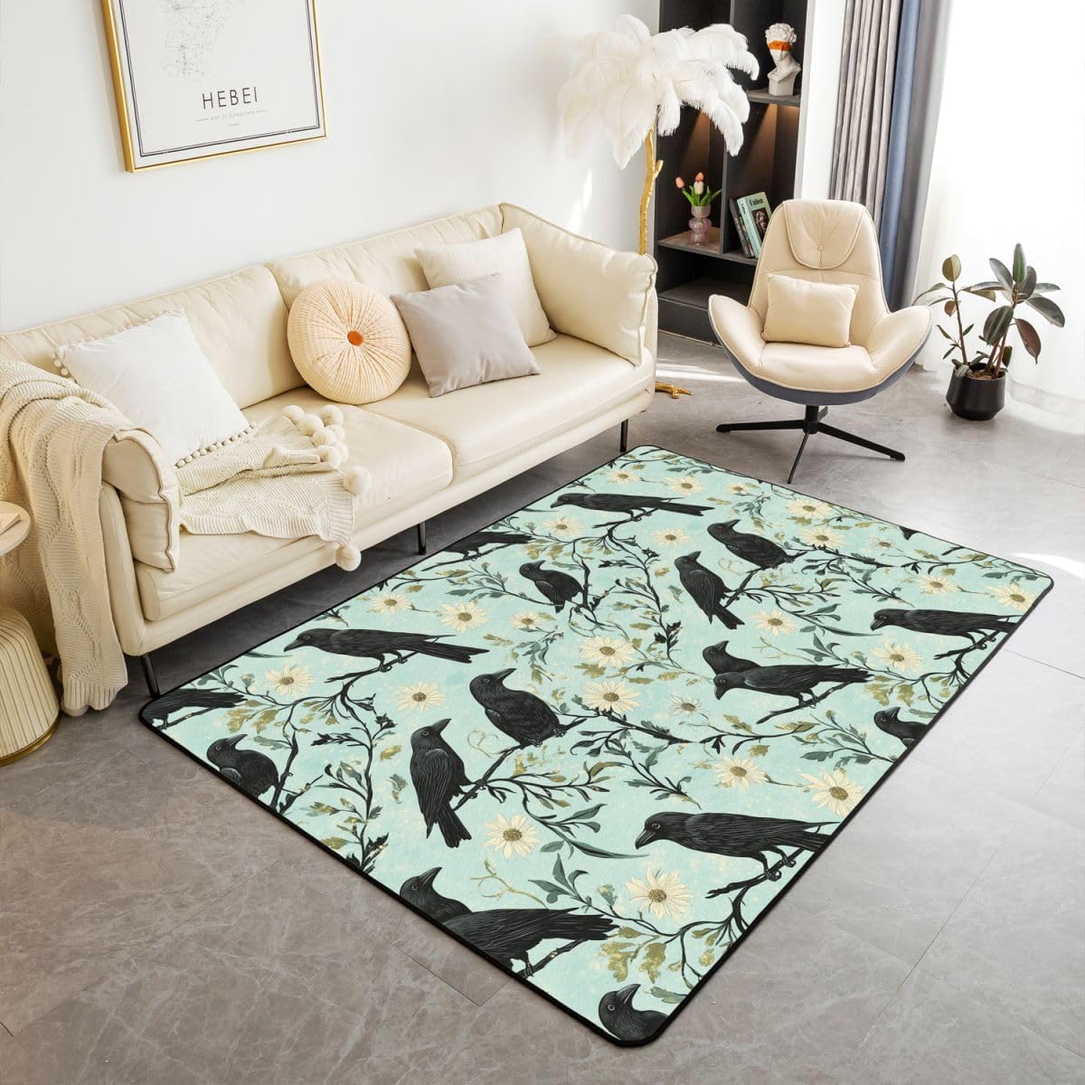 Gothic Dragon Mat Rug for Living Room Bedroom,Antique Wildlife Soft Cozy Carpet Magical Jungle Animal Decor Floor Mat Colorful Room Decorative Rug,3x5