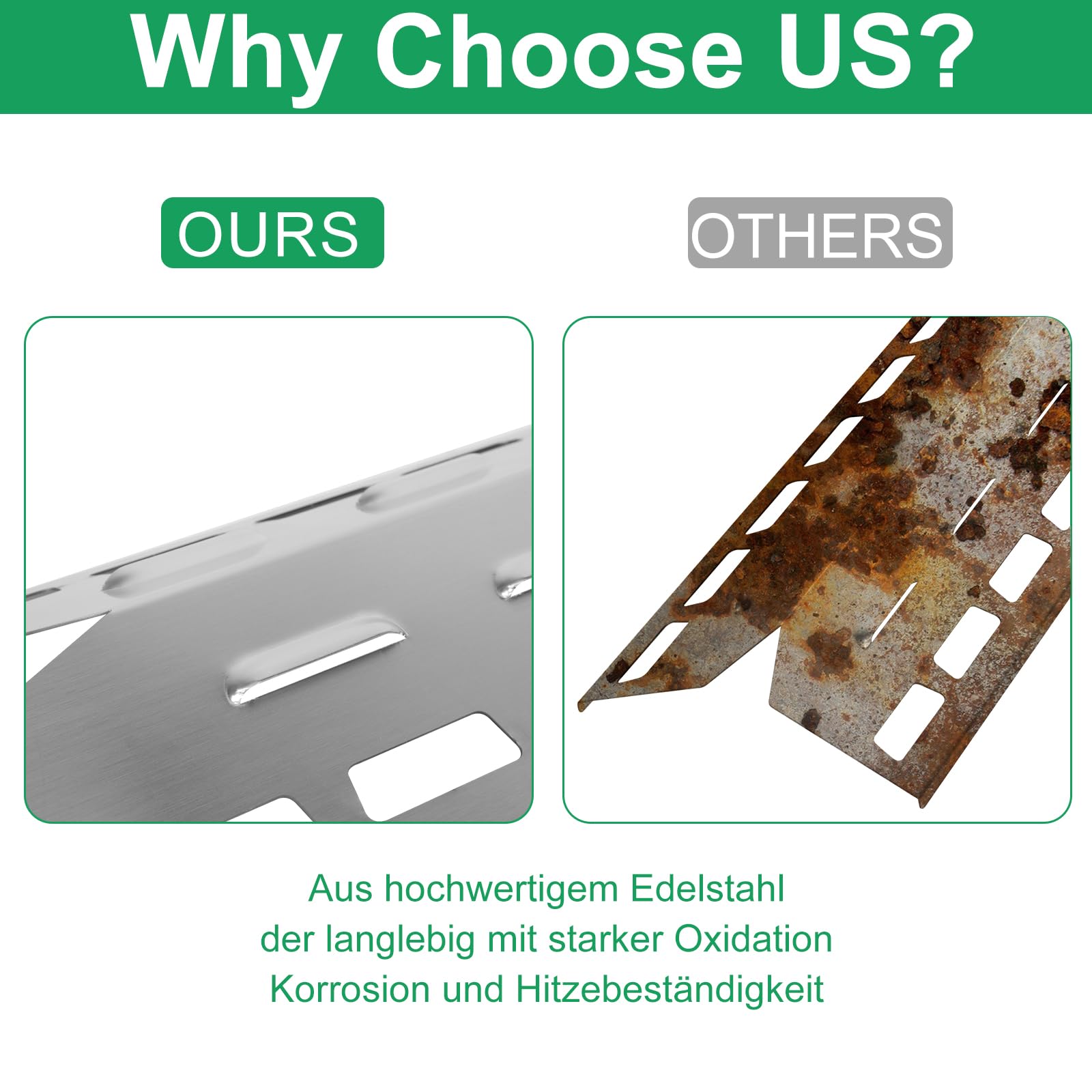 WELL GRILL 39,5 cm Edelstahl Brennerabdeckung Gasgrill Flammenverteiler Ersatzteile für Landmann Triton 2.0 & 3.0, Taino, Burnhard und die meisten Gasgrill, 3er-Pack