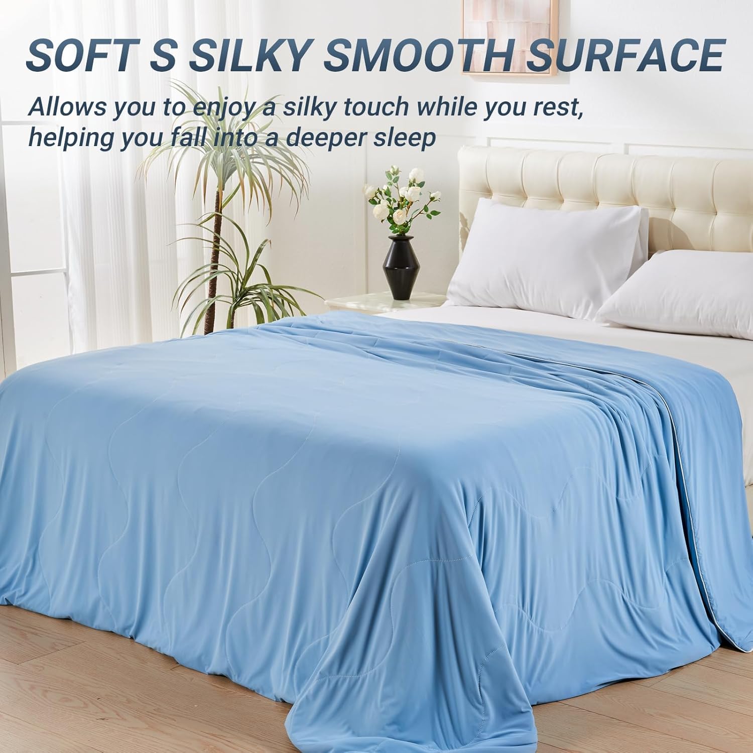 Cooling Comforter Twin Size, Double Sided Cooling Blankets for Hot Sleepers, Soft Breathable Lightweight Summer Cooling Comforter for Night Sweats Absorbs Body HEA - Image 8