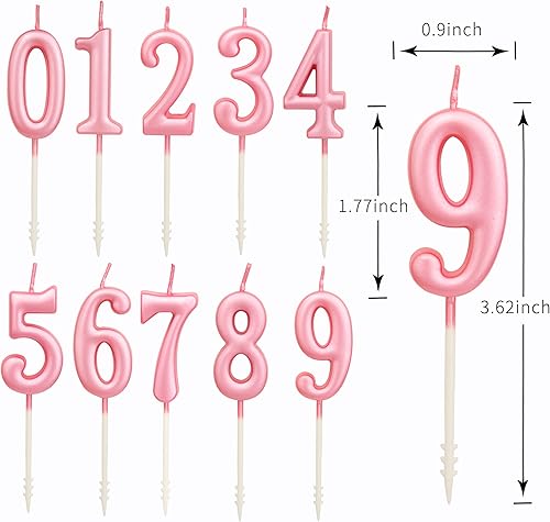 Miniatura 6 de PHD CAKE 10 velas de cumpleaños con números rosados, velas con números de pastel número 0-9 con purpurina para decoración de cumpleaños, aniversario