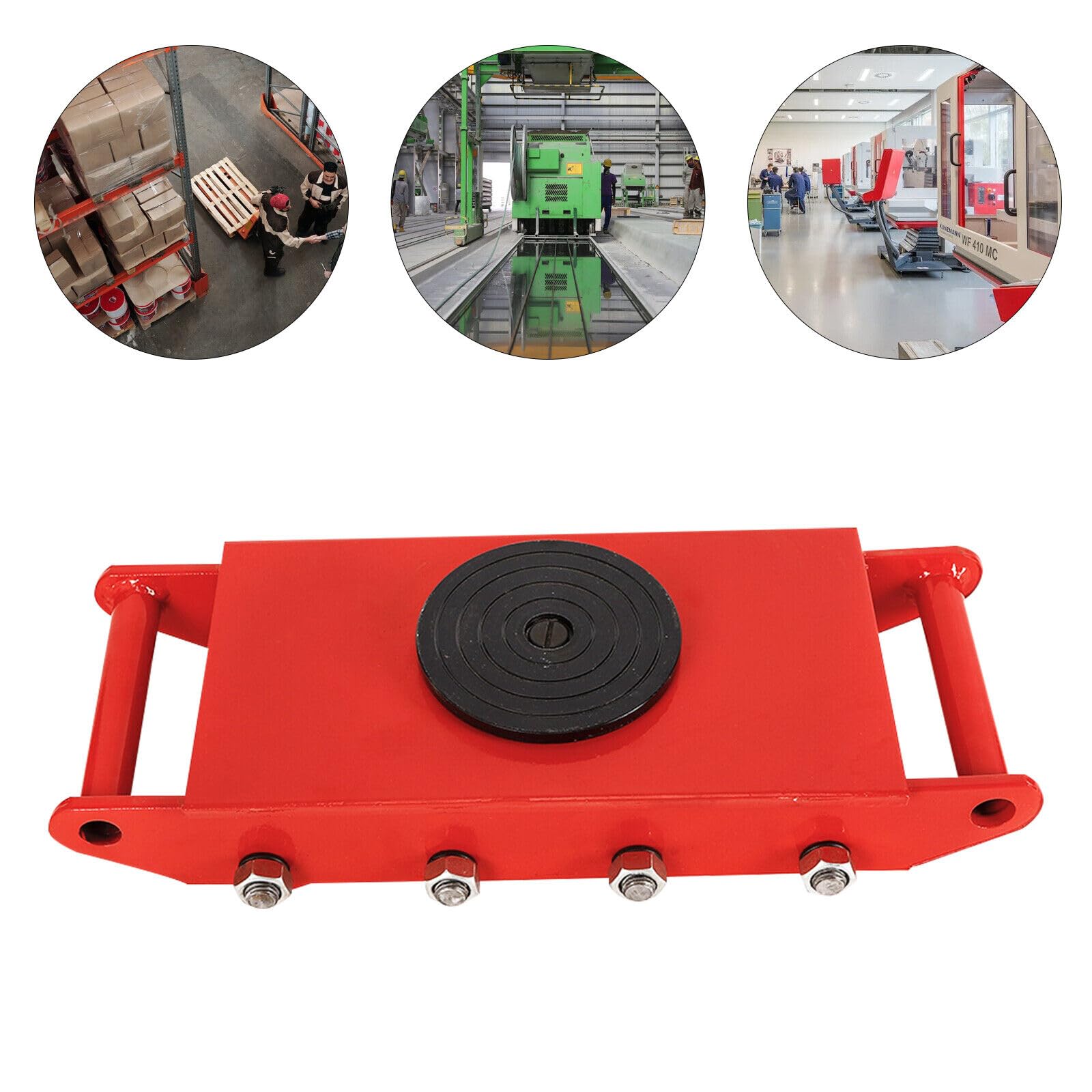 Rullo per il trasporto da 12T, rotazione a 360°, per mobili, per carichi pesanti, per pattini a rotelle pesanti, per il trasporto, adatto per famiglie, logistica e fabbriche (rosso)