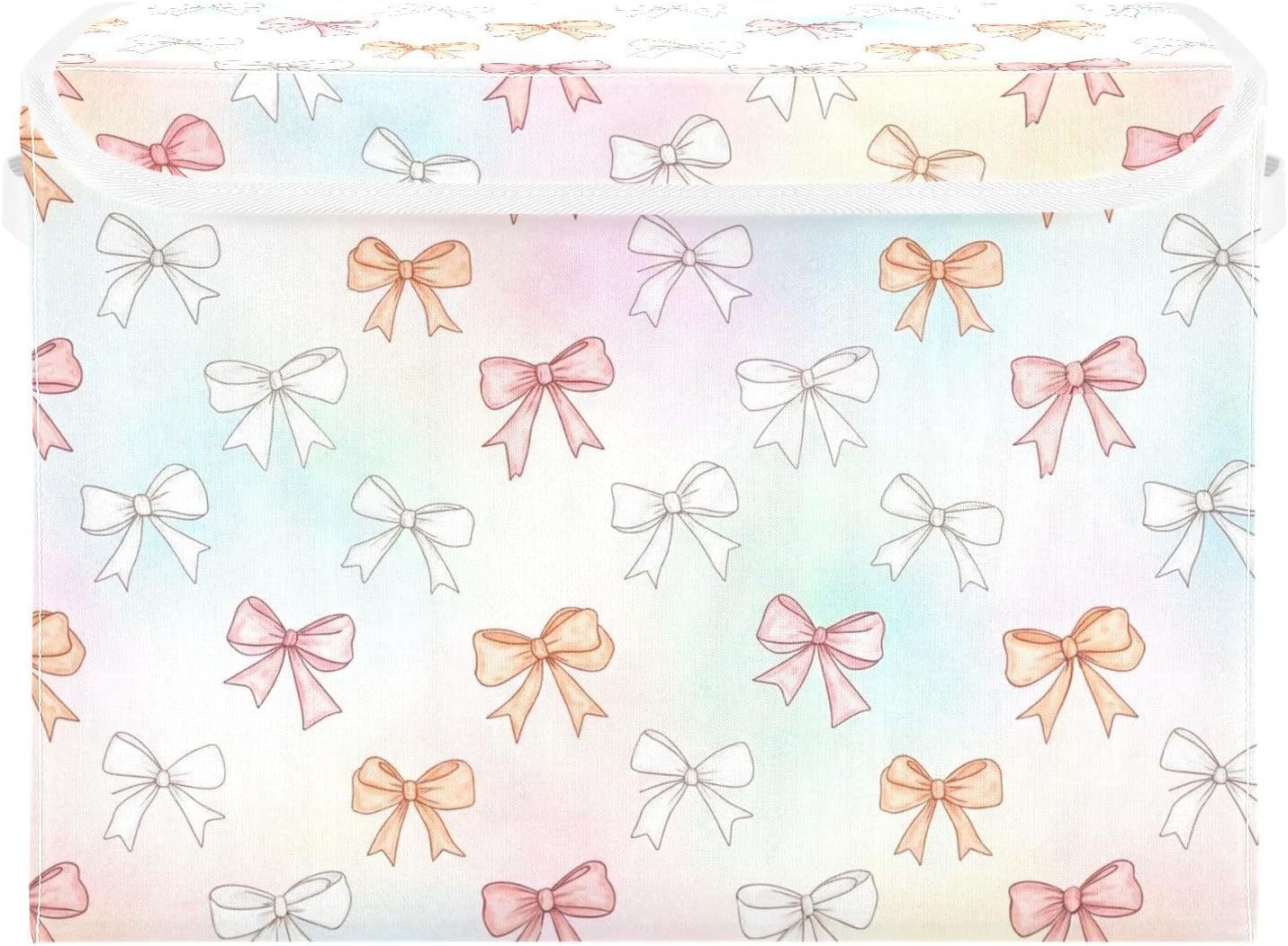 Bows Ribbons Gradient Foldable Storage Bins Bags for Clothes Fabric Storage Container Organizers with Reinforced Handle Storage Boxes for Closet Bedroom Living Room Office Dorm Home