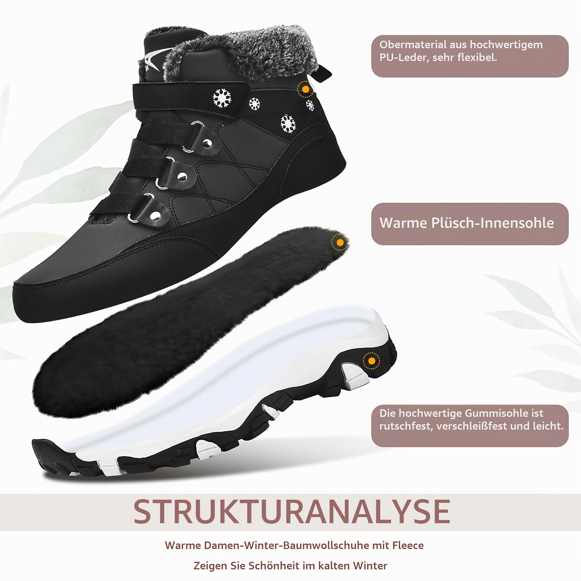 ASHION Winterstiefel Damen Winterschuhe Wanderschuhe Warm Gefüttert Schneestiefel Winter Outdoor Trekking Boots