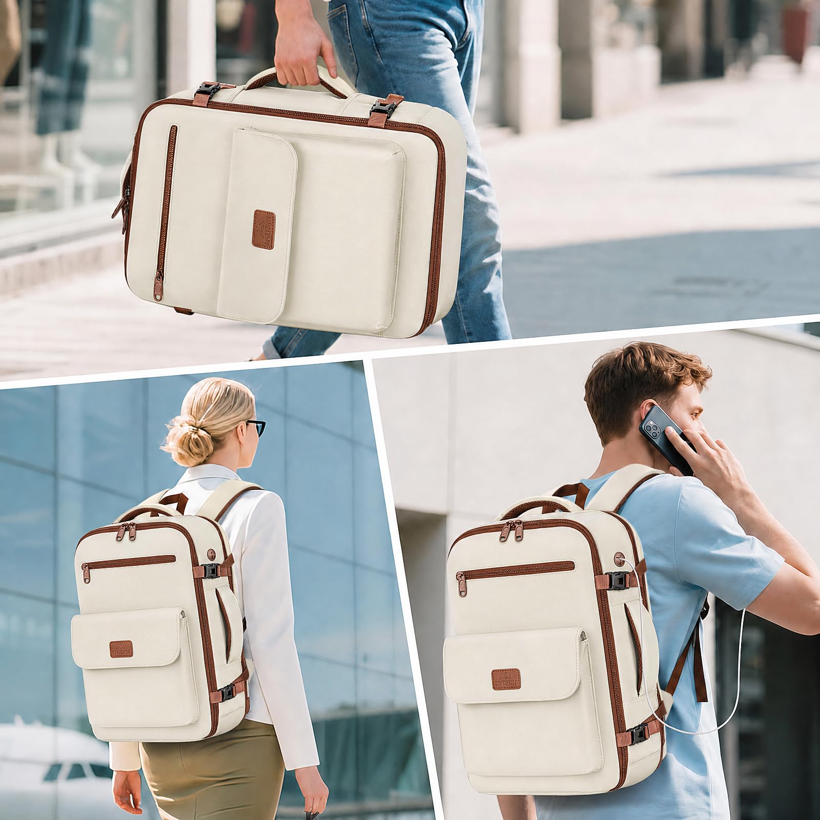 MATEIN Zaino da Viaggio 40x30x20, 24L Bagaglio a Mano Aereo Cabina, Khaki | Porta PC 15.6 Pollici, Tasca Accesso Rapido, Tasca Impermeabile, Casual Daypack Uomo Donna, per Ryanair, Wizz Air e Easyjet