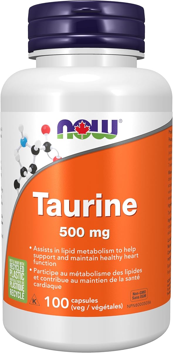 NOW Supplements, Taurine 500 mg, Nervous System Health, Amino Acid, 100 Veg Capsules