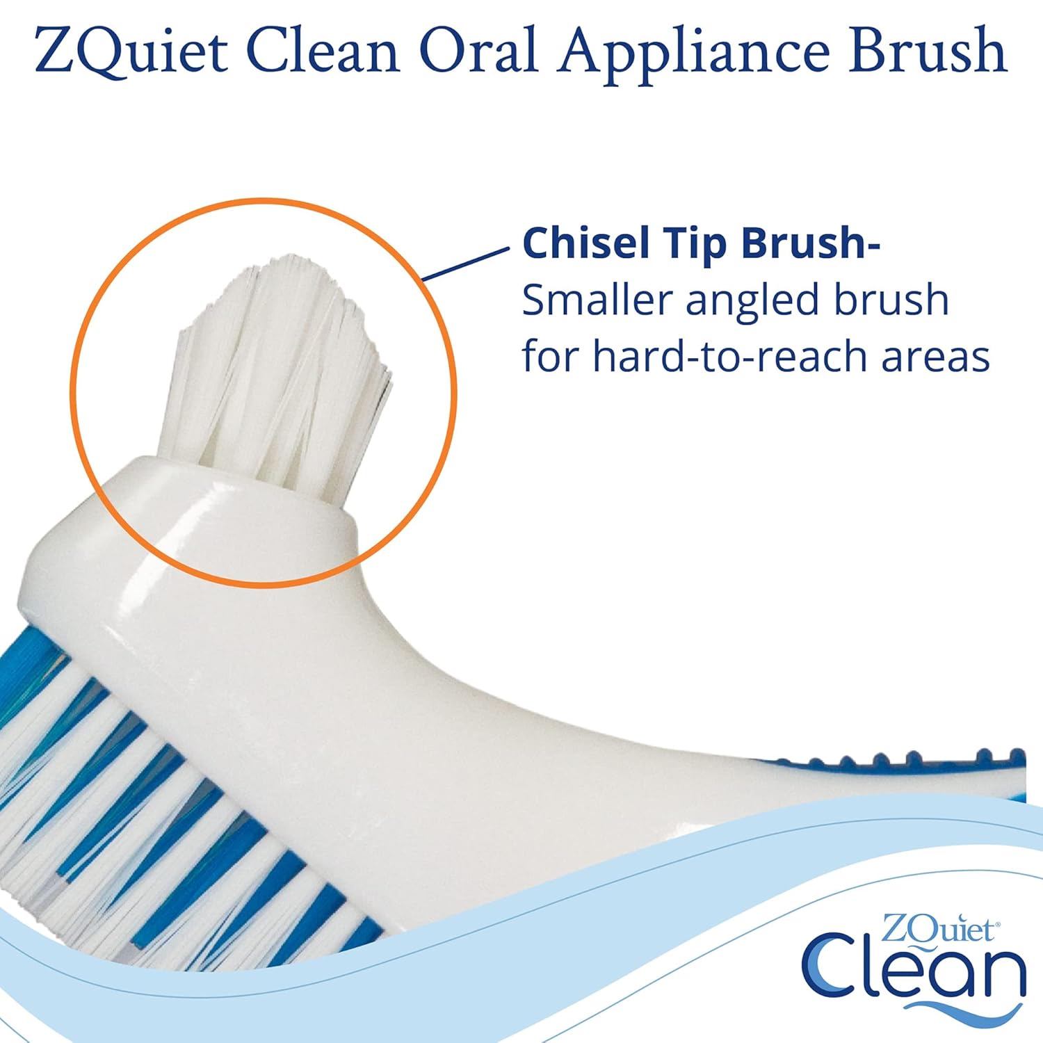 ZQuiet Clean Denture Brush for Dental Devices (Mouth Guard, Retainer, Mouthpiece, False Teeth), Multi-Layered Bristles, No-Slip Ergonomic Handle Dental Appliance Cleaning Brush Tooth Brush, White/Blue : Health & Household