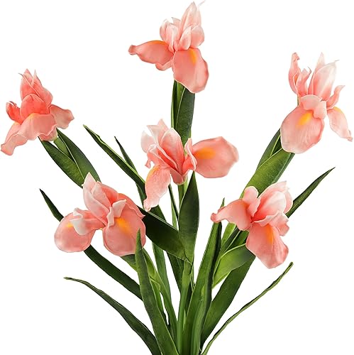 6 lirios artificiales de tallo largo de color rosa oscuro, flores artificiales realistas para decoración del hogar, ramos de boda, centros de mesa y