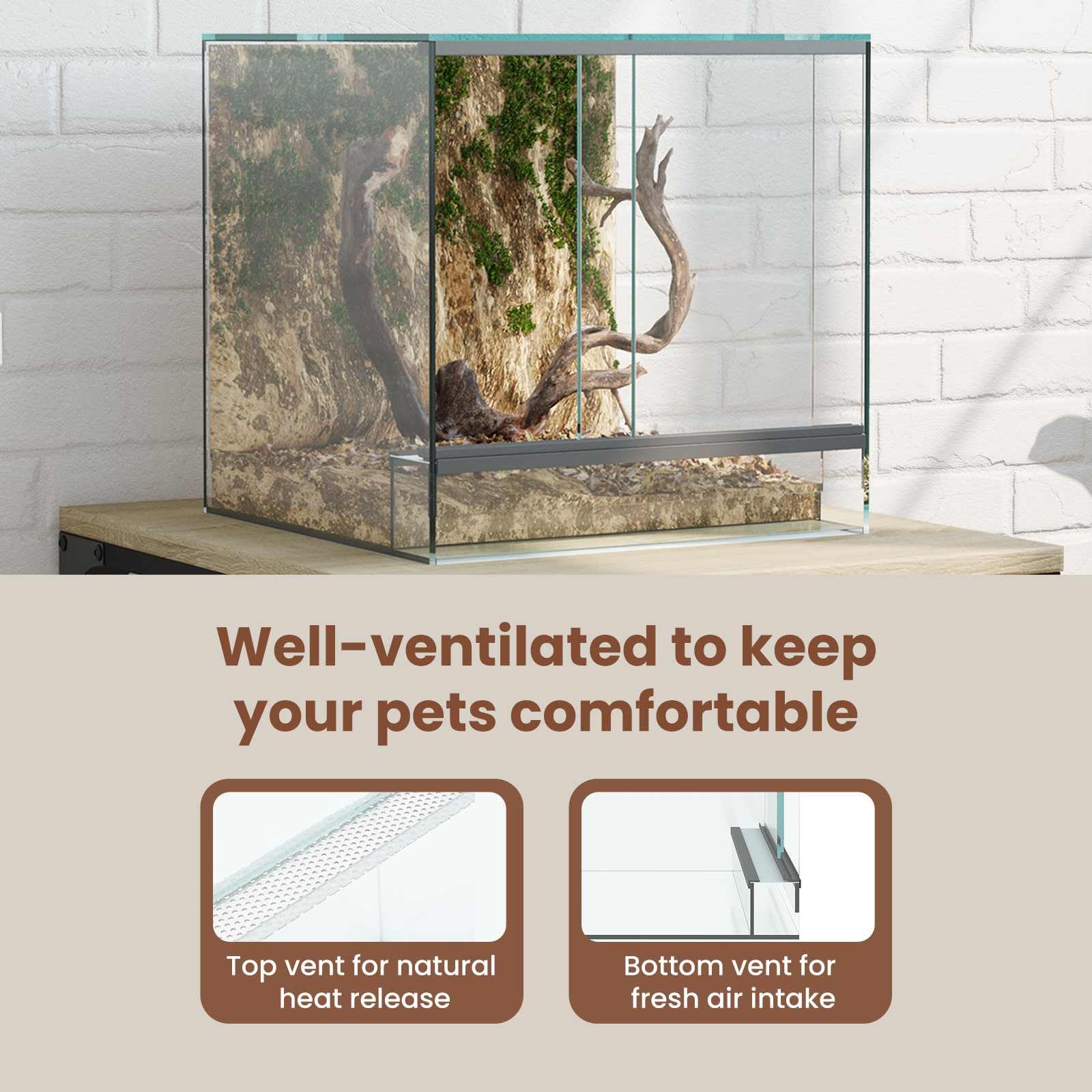 vidaXL Terrario Transparente 30 x 30 x 30 cm Cristal, Terrario de Vidrio Moderno, Refugio Resistente, hábitat 360°, hogar Transparente para Animales
