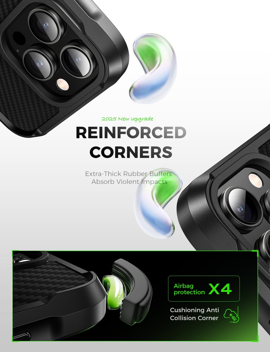 MAGIC JOHN for iPhone 16 Pro Phone Case 6.3", Carbon Fiber [Military-Grade Protection][Compatible with Magsafe] Precise Cutouts,Full-Wrap Shockproof Rubber Cushioning Case，Black - Image 4