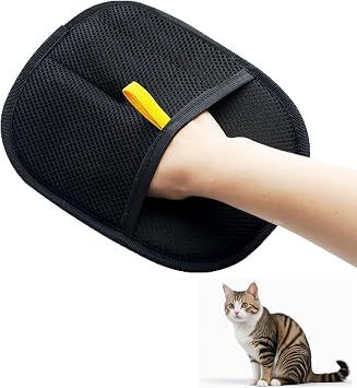 Cat Shedding Tools, Pet Hair Remover, Electrostatic Pet Hair Removal Gloves, Reusable Cat & Dog Hair Remover for Couch, Furniture, Upgraded Animal Fur Removal Tool, Cat Grooming Gloves-1 PCSBlack-1