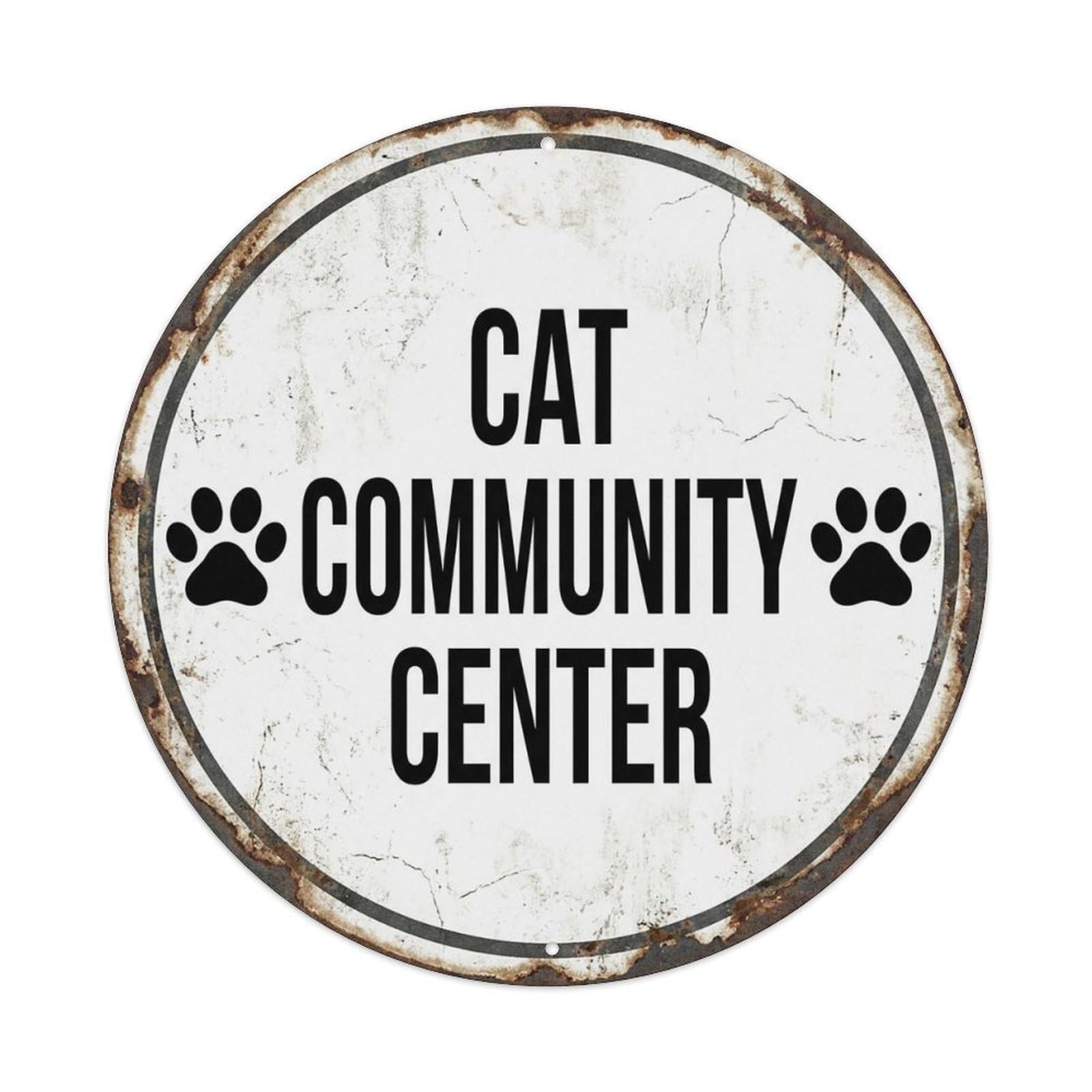 Vintage Cat Community Center Decor Vintage Metal Tin Sign Plaque Wall Decor for Cafe, Club Bar, Office, Garden Metal Poster 8x8Inch