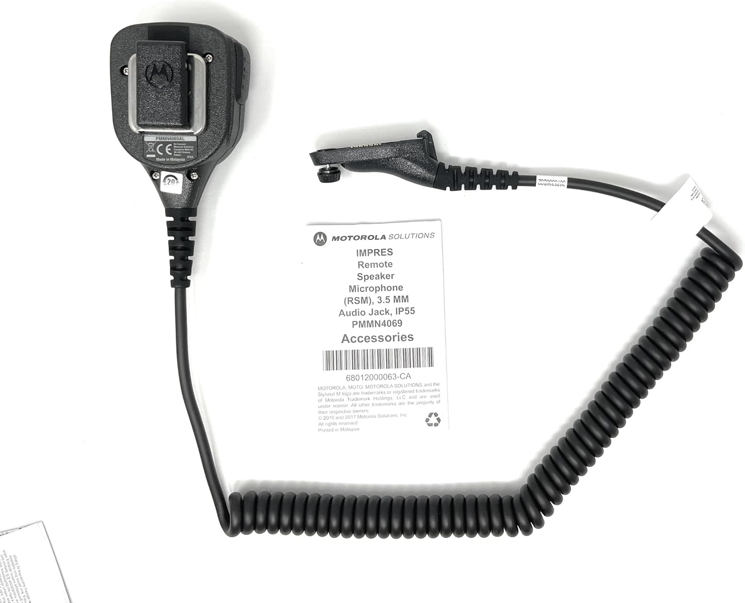 Motorola Solutions OEM PMMN4069AL PMMN4069 Remote Speaker Microphone. IP55, Intrinsically Safe, Windporting, IMPRES, 3.5mm Jack. APX4000, APX6000, APX8000