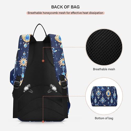 Miniatura 4 de Tenni - Bolsa de raqueta de bádminton bonita y resistente con joyas brillantes azules y doradas, bolsa de gimnasio para mujeres, hombres,