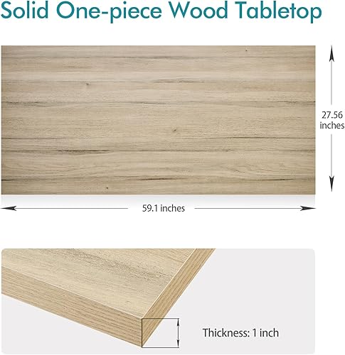 Miniatura 3 de Kaboon Mesa de roble de 59.1 x 28 pulgadas, escritorio grande de madera de una pieza para escritorio de pie, encimera rectangular de madera, uso