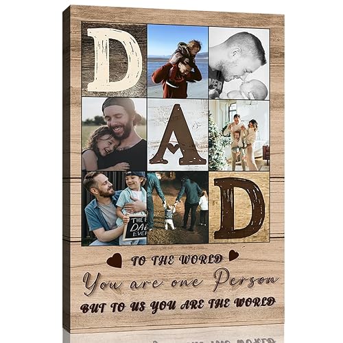 Custom Father's Day Photo Collage Canvas Print,Personalized Fathers Day Picture