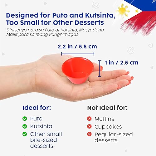 Miniatura 3 de Moldeador de Puto Filipino (2.2 x 1 pulgada) - Moldeador Kutsinta para hornear - Tazas de molde Puto para vaporizador - Moldes de plástico filipino