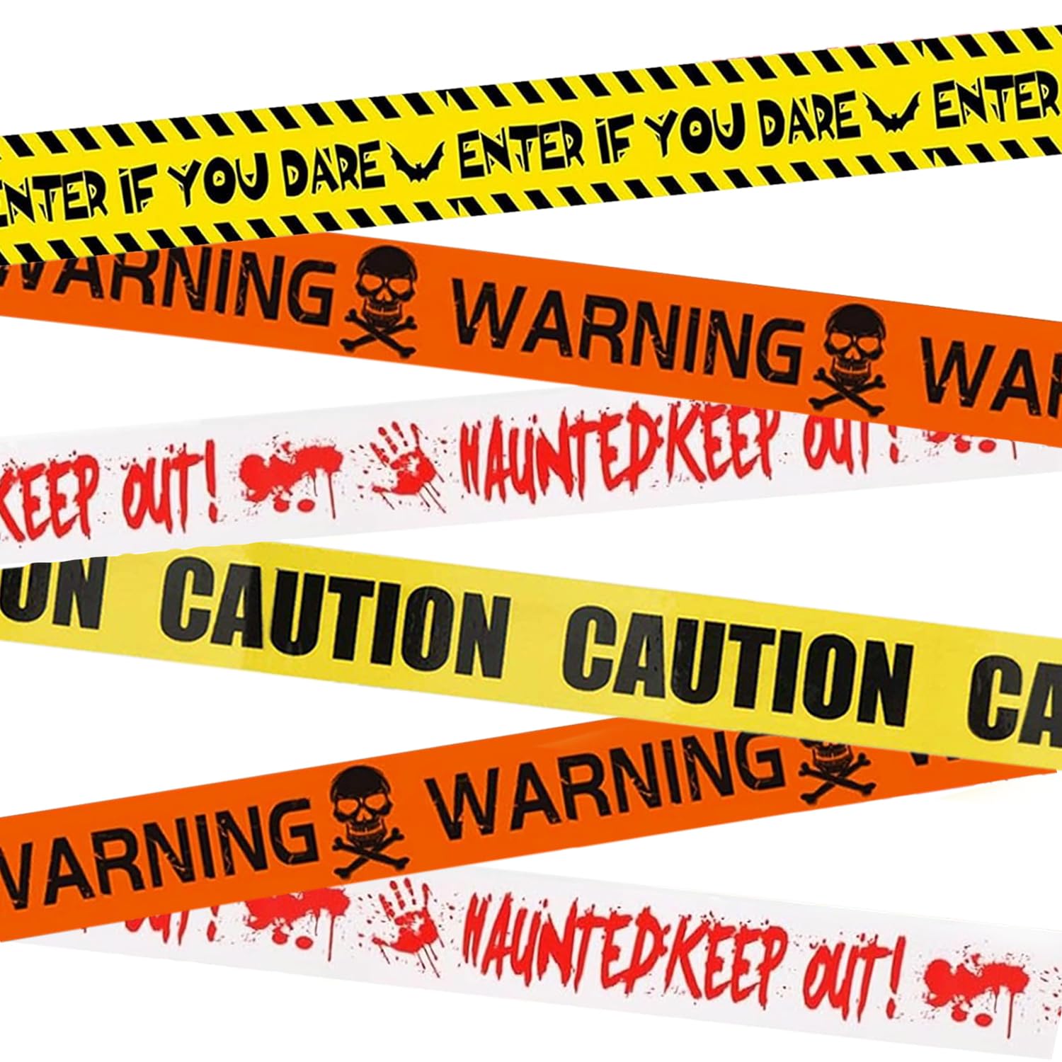 Ruban D'avertissement Halloween Tokaneit - Décoration Effrayante Pour Maison Hantée, Fête - 4 Rouleaux - Imperméable