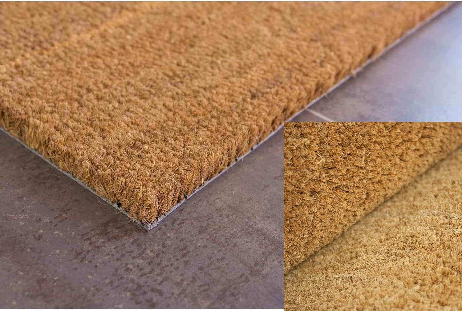 Generic TAPPETO COCCO ANTISCIVOLO SU MISURA - Tappetino Antibatterico per Porte - Interno ed Esterno Coperto - Fibre Naturali Sostenibili - 100% Cocco (60x100 cm)