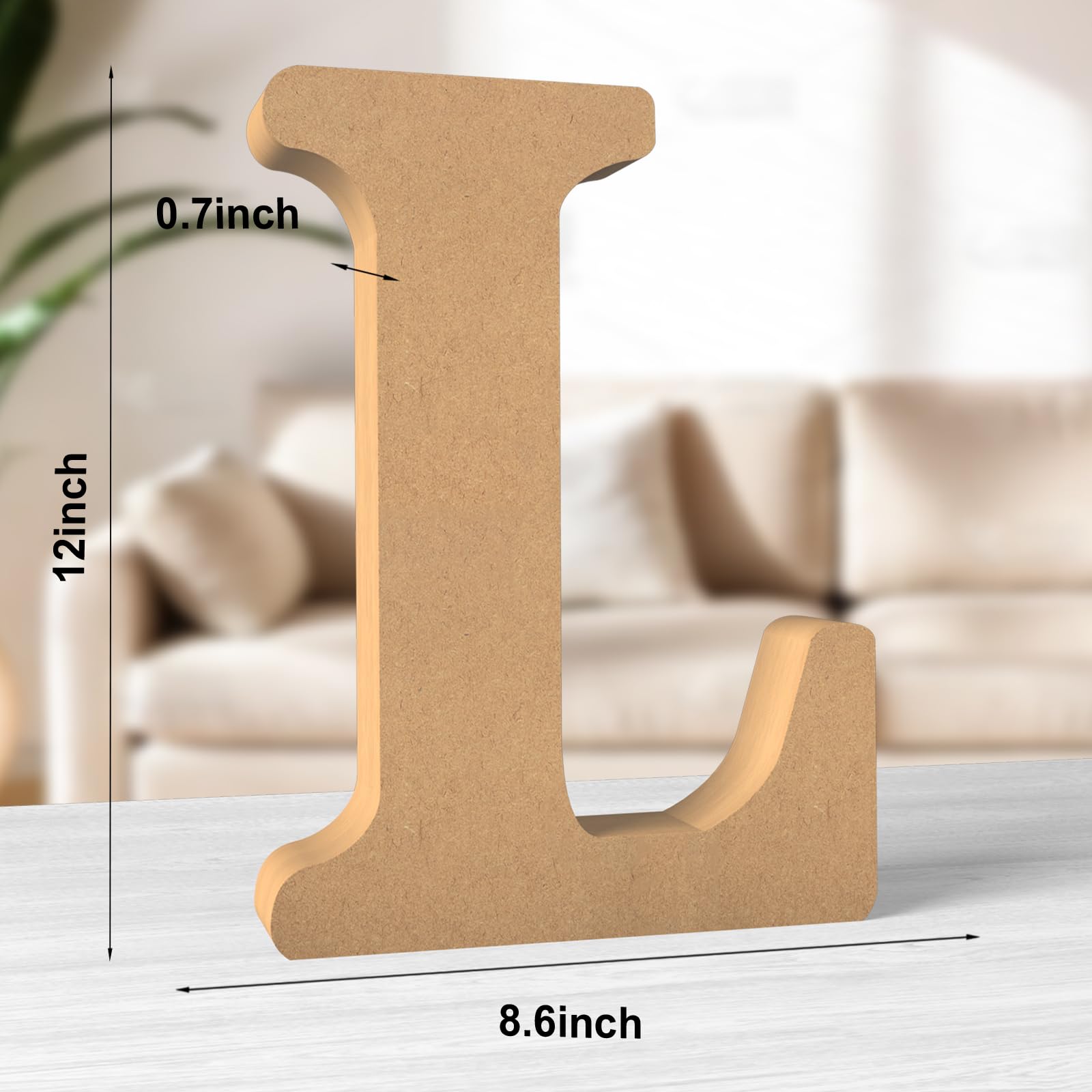 Aruatu 12 Inch Balsa Wooden Letters Unfinished Wood Letters for Wall Decor Decorative Standing Letters Large Letters for wall Decoration for Craft Home Party Projects (L) - Image 2