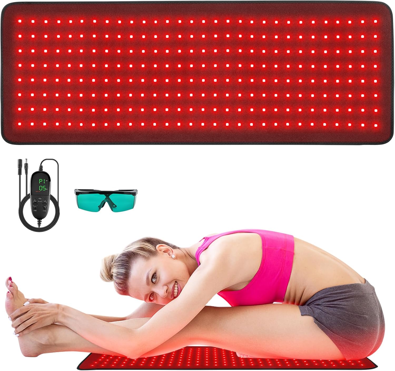 Red Light Therapy Pad Wearable 660nm & 850nm Infrared Light Therapy Mat Devices 31.5″ x 11.8″ Large Wrap Belt for Body Back Shoulders Waist Joint Muscle Pain Relief