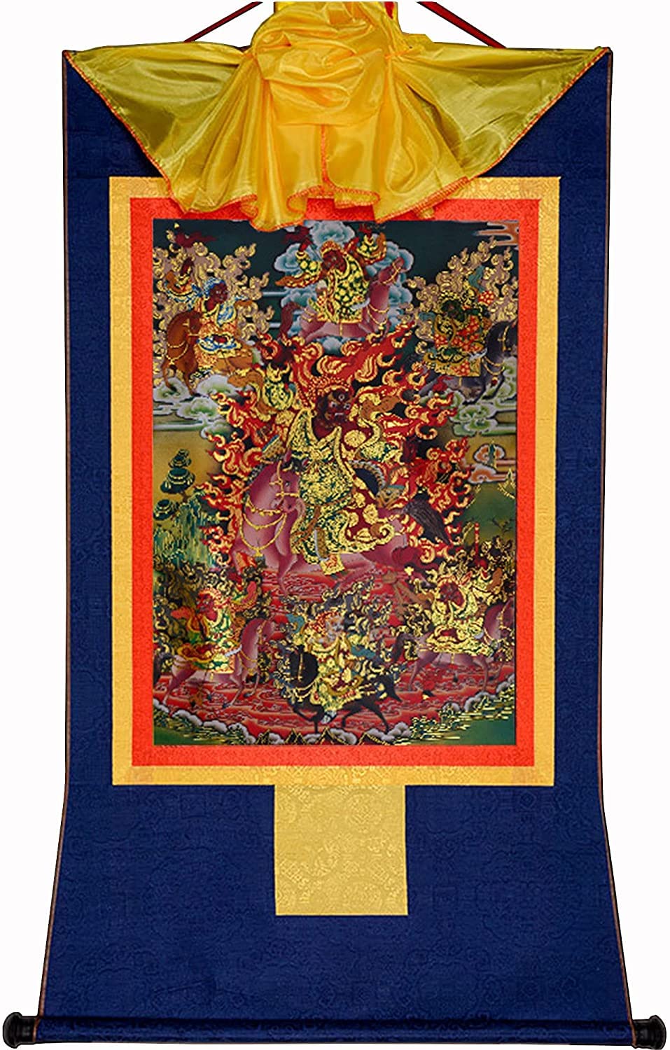 Gobelin Thangka, Thangka, buddyjska statua malarstwa Buddy, gobelin Buddy ze zwojem, Tsiu Marpo (kolor: mały (35 cm * 27 cm) niebieski)