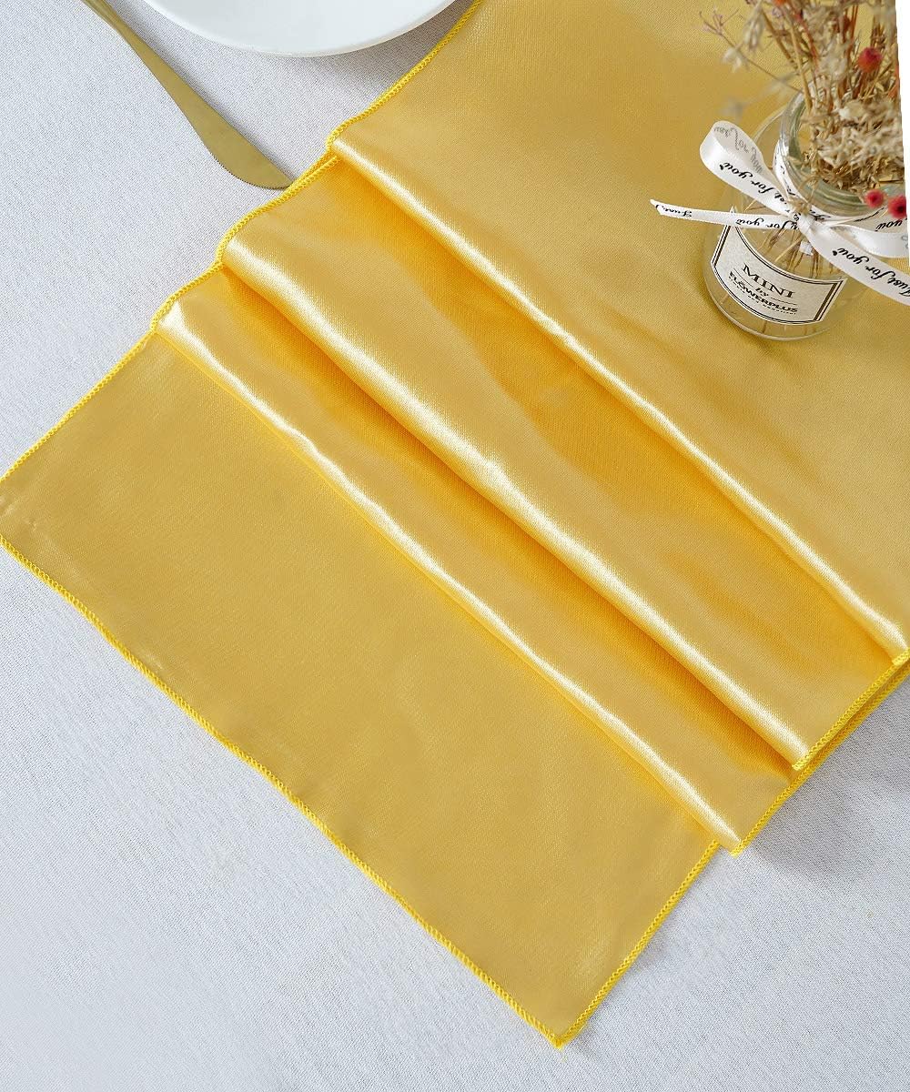 B-COOL Gold Table Runner Satin Table Runners Wedding Table Runners Silk Smooth Fabric for Wedding Party Decorations 20 Pack 12x108 inch