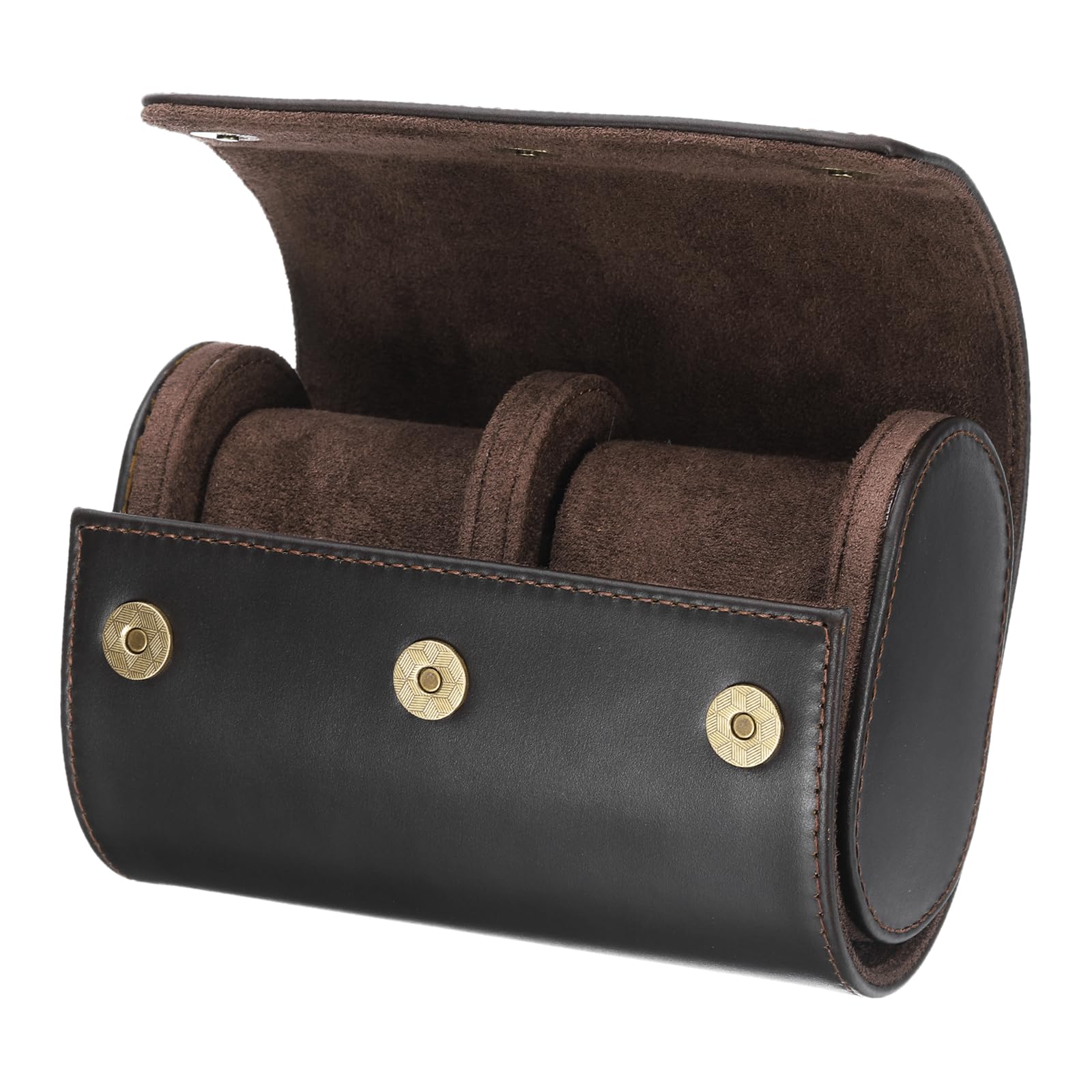 HVMBEUGOS sourcing map Watch Roll Travel Case 2 Slot Portable Leather Watch Case for Men and Women, Watches Storage Organizer with Removable Pillows for Traveling, Display, Home Storage, Coffee