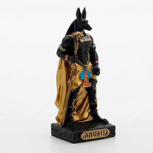 Miniatura 2 de Veronese Design Figura de resina egipcia Anubis de 3 3/8 pulgadas pintada a mano con acabado en oro negro
