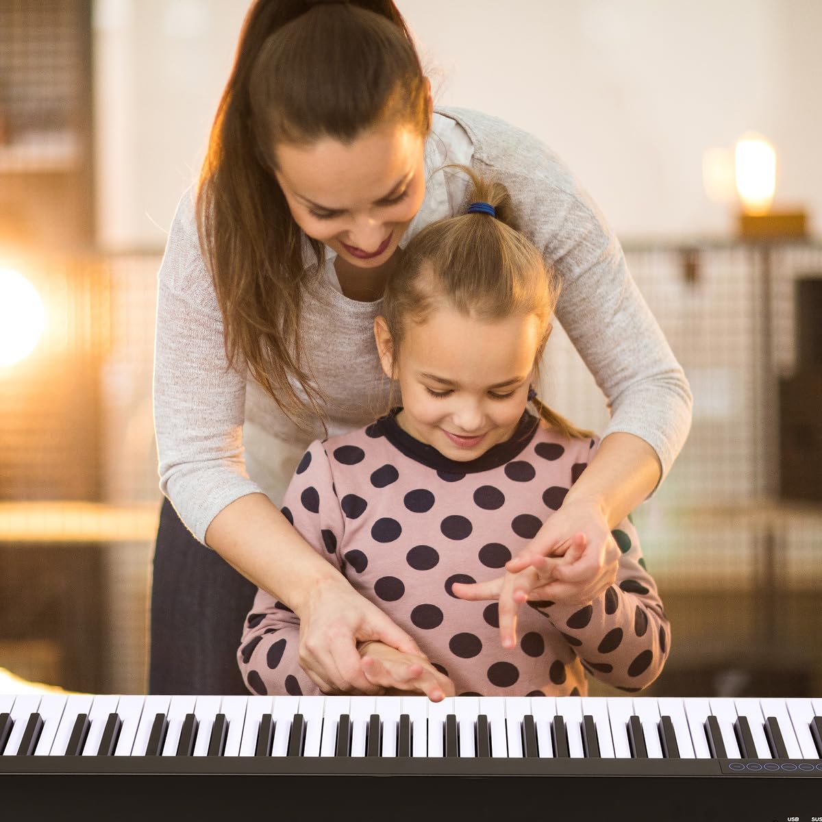 KOMFOTTEU Pianoforte Digitale 88 Tasti Multifunzionale con Funzione Bluetooth e USB, Regolazione Dinamica, Tastiera Elettronica Semi-Pesato, Nero