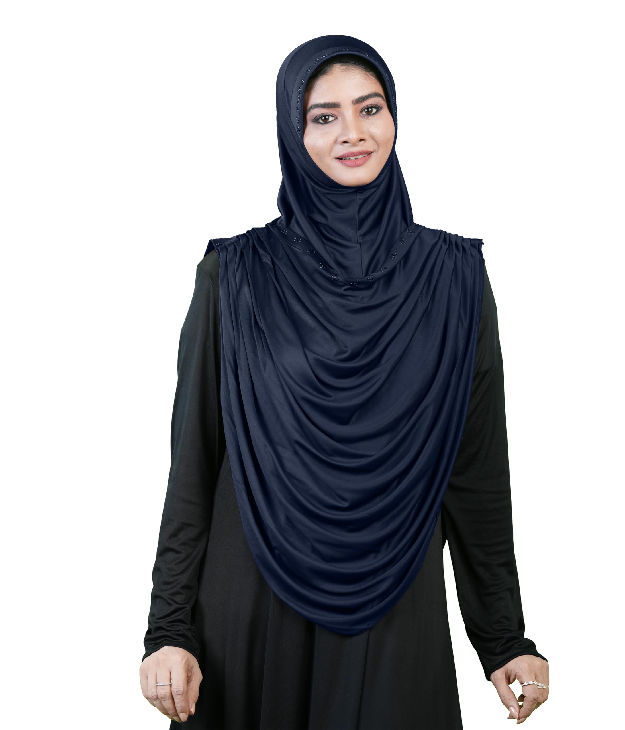 mehar Modest Fashion Laila Two-Piece Ready to Frilled Hijab Set –Smooth Back Panel with Embellished Border – Seamless Grace from Every Angle |Beautiful Draped Ready-to-Wear Hijab.-picture-18
